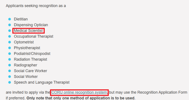 CORU Recognition Application For Medical Lab Scientists: Step-by-Step ...
